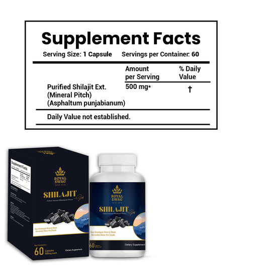 ROYAL SWAG Shilajit Capsules for Men | Hard Gelatin Shell | Stamina, Vitality, Hormonal Balance, Cognitive & Immune Support | Adaptogen & Antioxidant | 60 Capsules