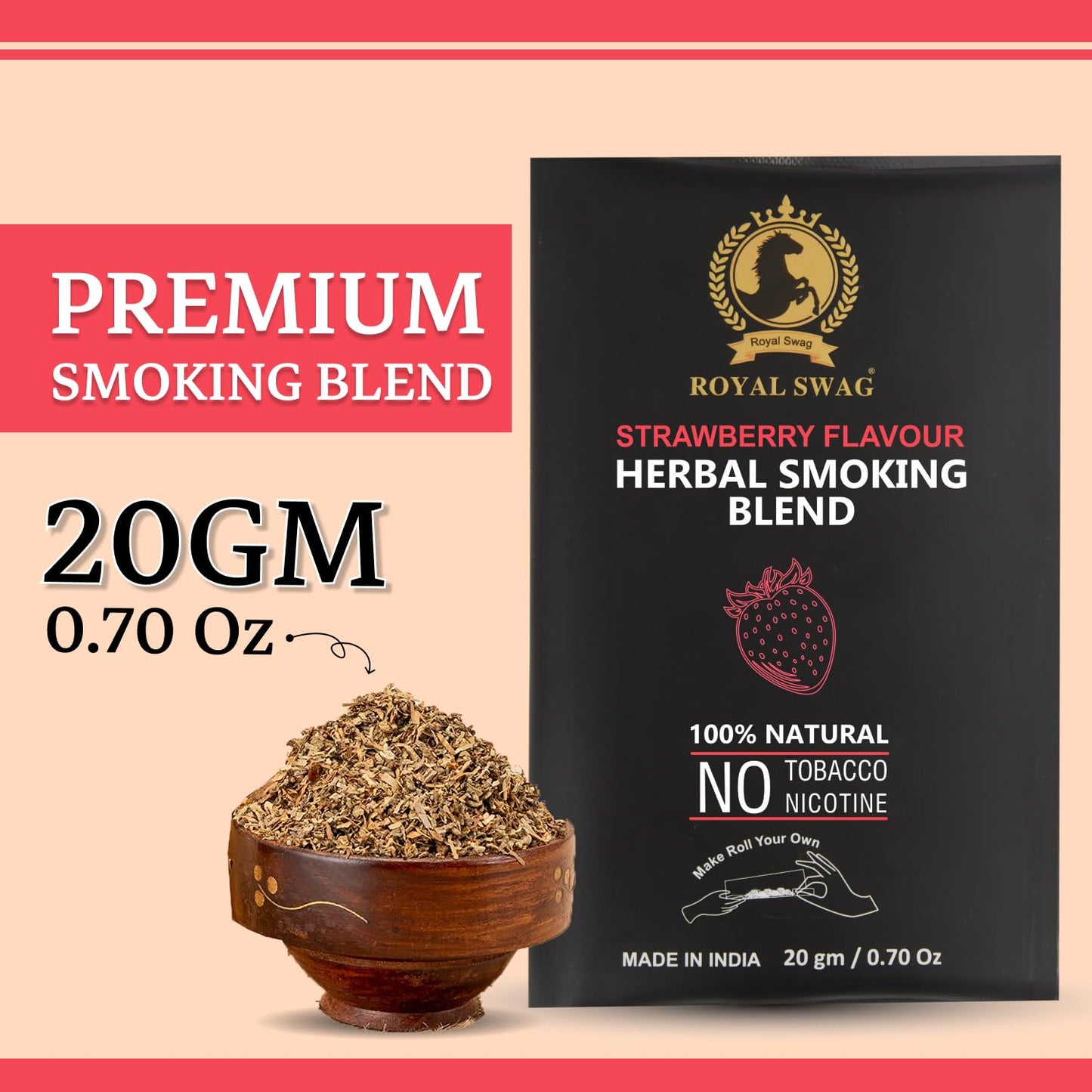 100% Nicotine & Tobacco Free Smoking Mixture(20 gram) | Strawberry Flavor