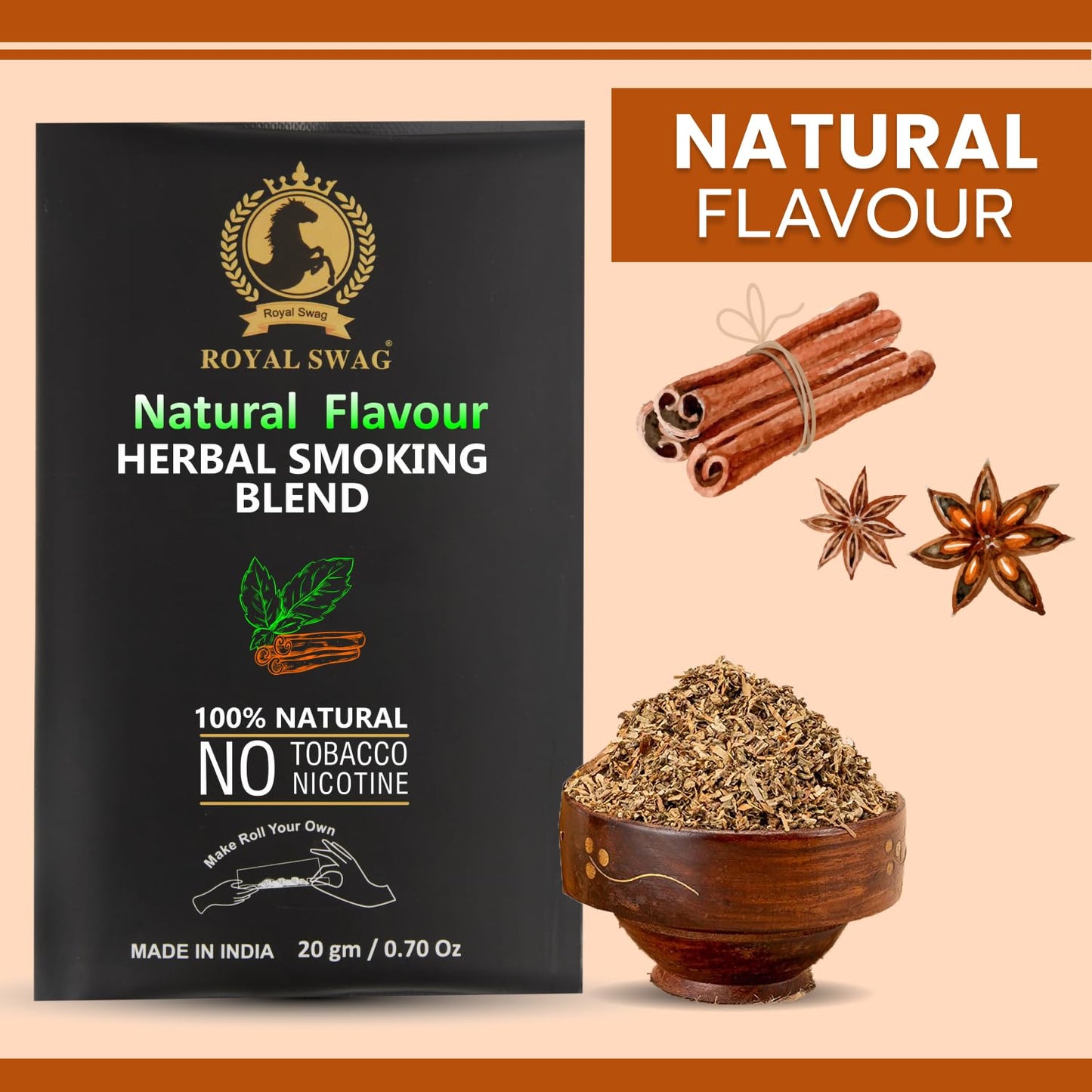 100% Nicotine & Tobacco Free Smoking Mixture(20 gram) | Natural Flavor