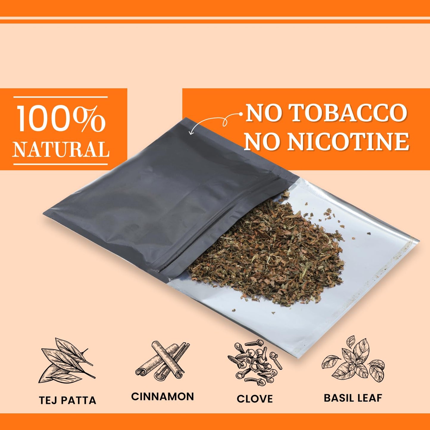 100% Nicotine & Tobacco Free Smoking Mixture(20 gram) | Orange Flavor