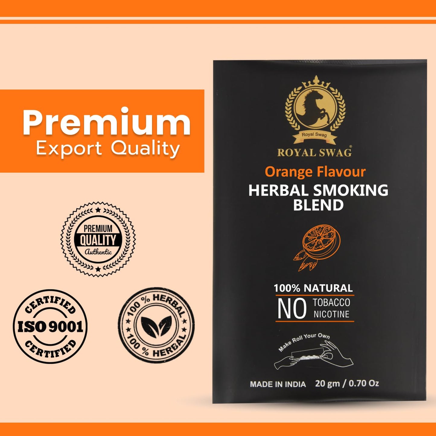 100% Nicotine & Tobacco Free Smoking Mixture(20 gram) | Orange Flavor