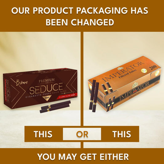 Seduce Premium - King Size 24 mm Pre rolled Cigarette Tubes with Brown Gold Ring