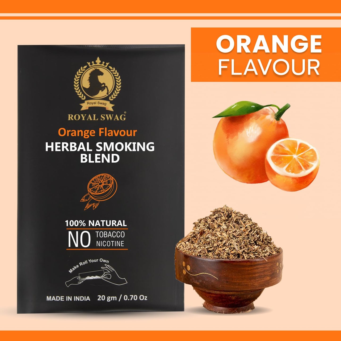 100% Nicotine & Tobacco Free Smoking Mixture(20 gram) | Orange Flavor