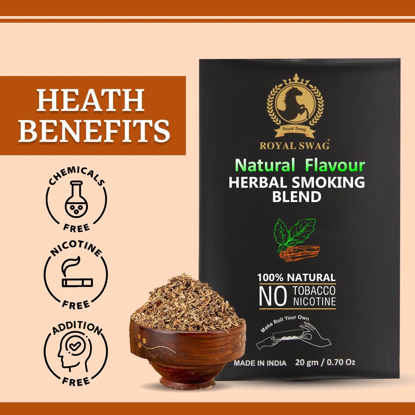 100% Nicotine & Tobacco Free Smoking Mixture(20 gram) | Natural Flavor