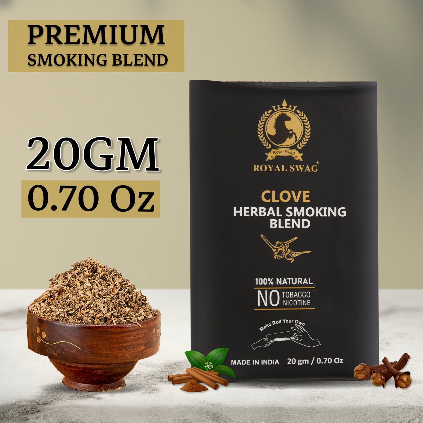 100% Tobacco & Nicotine Free Smoking Mixture Blend (20 gram) Clove Flavour