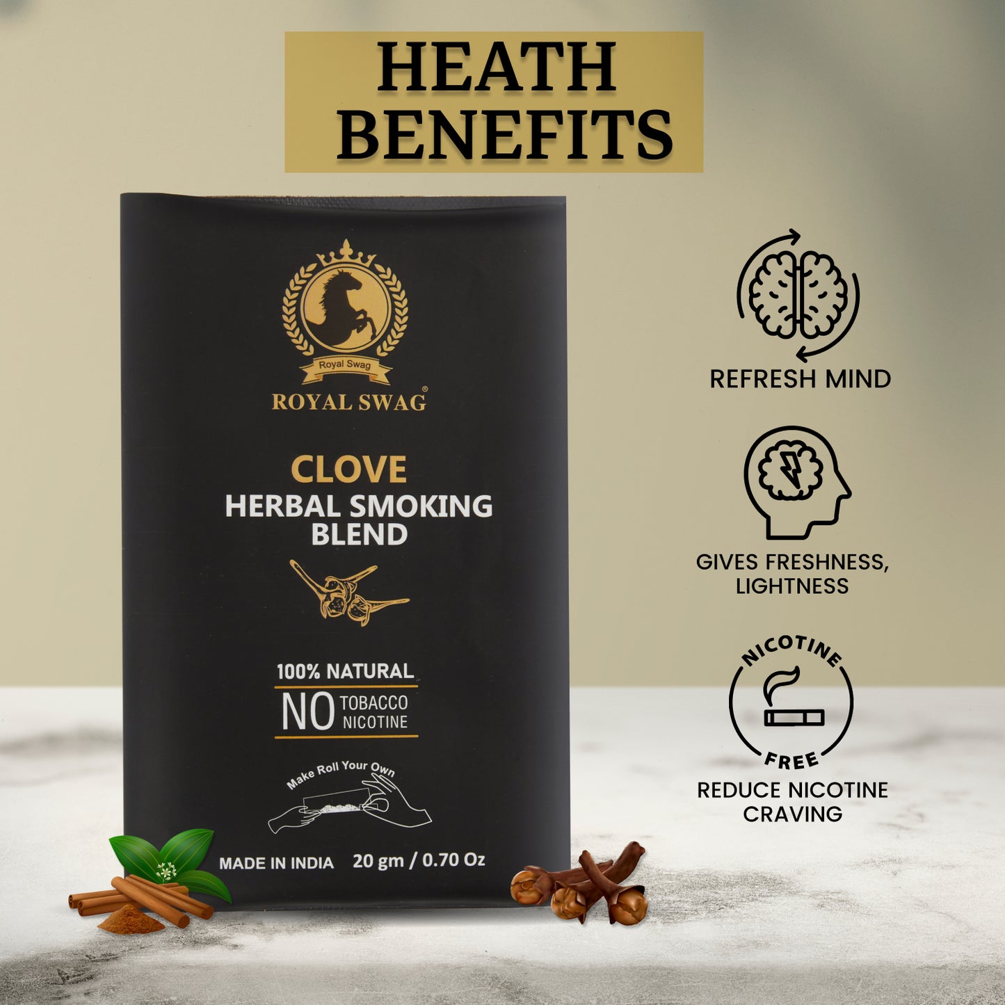 100% Tobacco & Nicotine Free Smoking Mixture Blend (20 gram) Clove Flavour