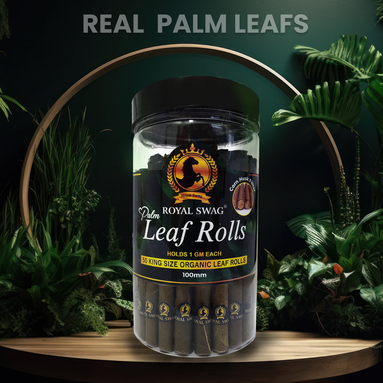 King Size Pre Roll Palm Leaf Cones(Corn Husk Filter) 50 Pcs with 1 Filling Stick
