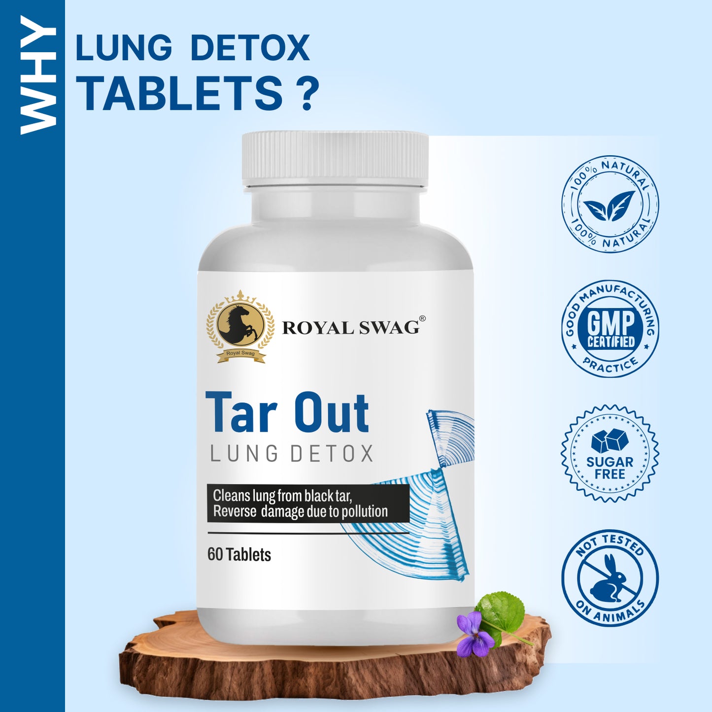 Ayurvedic Lung Detox Tablets(60 Count) Vegetarian, Herbal Supplement