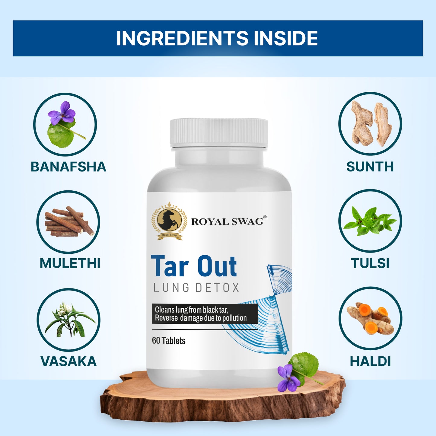 Ayurvedic Lung Detox Tablets(60 Count) Vegetarian, Herbal Supplement