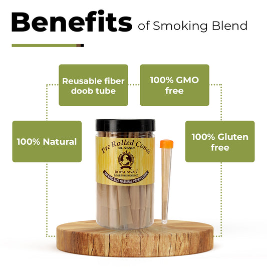 Pre Roll Cones With 1 Filter Tip Natural, GMO-Free and Gluten-Free (Jar Of 100 Pieces)