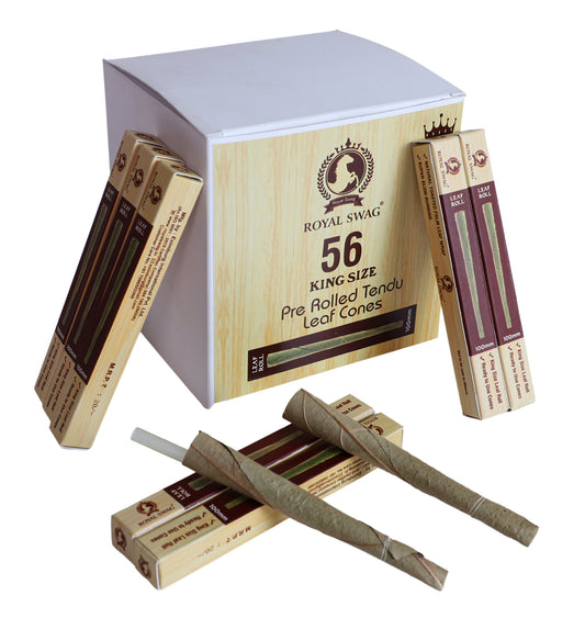 Natural Tendu Leaves Ready To Use Leaf Roll Party Pack Cones (Box of 56 Pieces)