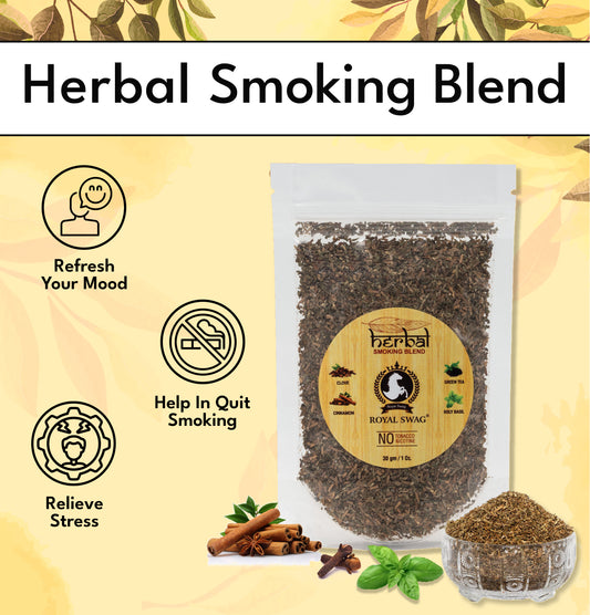 Premium Herbal Ayurvedic Smoking Mixture Blend + Captain Smoking Wooden Steel Pipe (1 oz/ 30g)