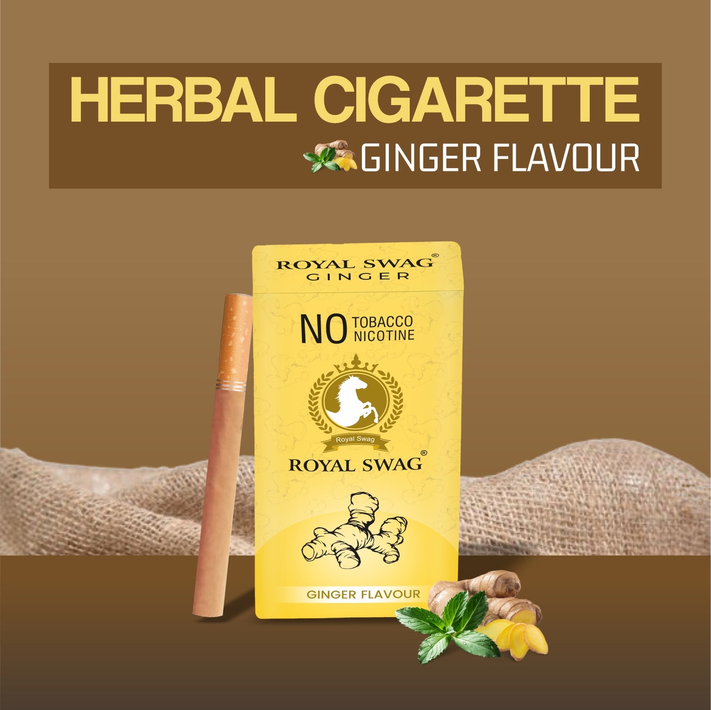 Natural Herbal Cigarettes Ginger Flavour(10 Sticks) 100% Tobacco-Free and Nicotine