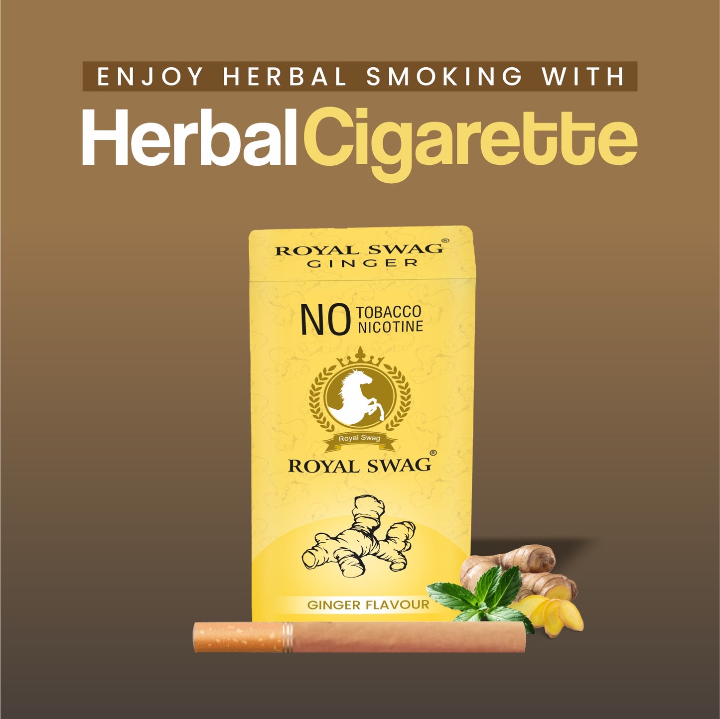 Natural Herbal Cigarettes Ginger Flavour(10 Sticks) 100% Tobacco-Free and Nicotine