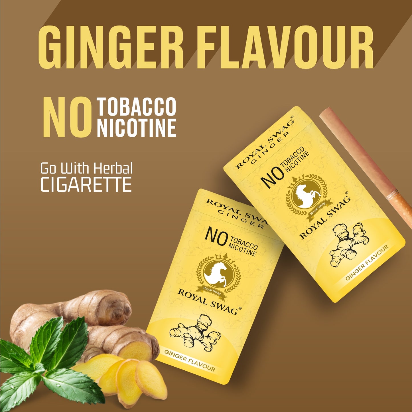 Natural Herbal Cigarettes Ginger Flavour(10 Sticks) 100% Tobacco-Free and Nicotine