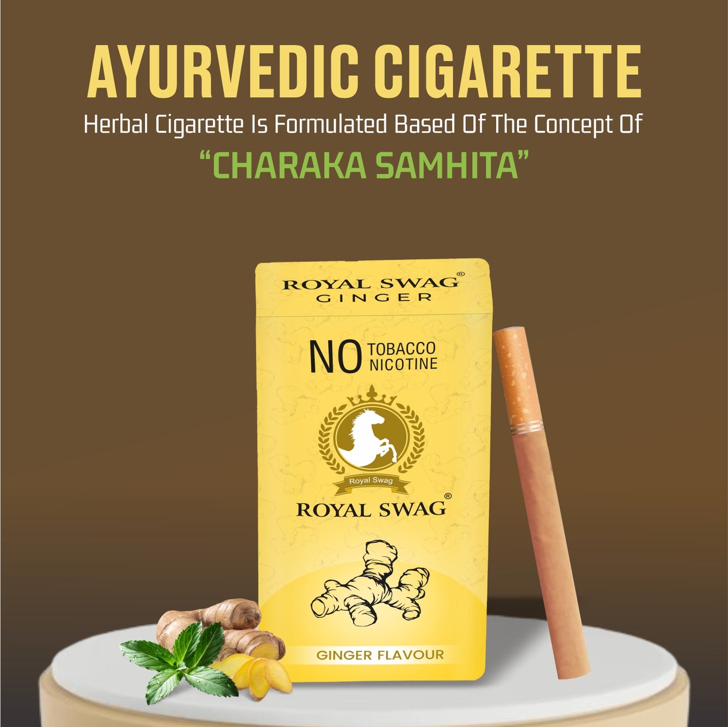 Natural Herbal Cigarettes Ginger Flavour(10 Sticks) 100% Tobacco-Free and Nicotine