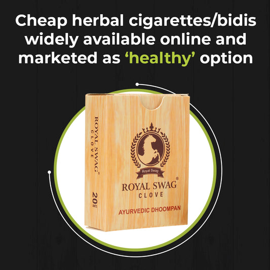 Cheap herbal cigarettes/bidis widely available online and marketed as ‘healthy’ option