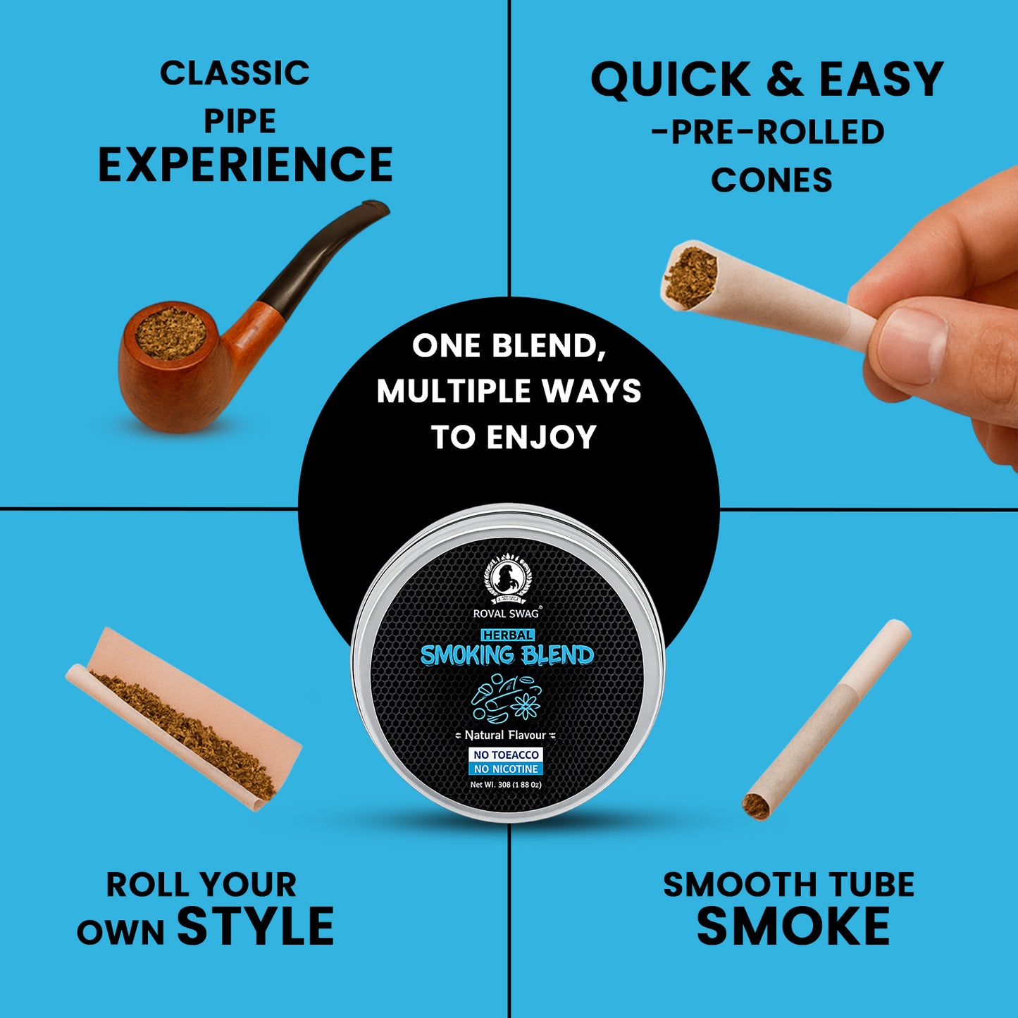 Ayurvedic Herbal Mixture Smoking Blend NATURAL FLAVOUR (30 g/1.0 oz Container)