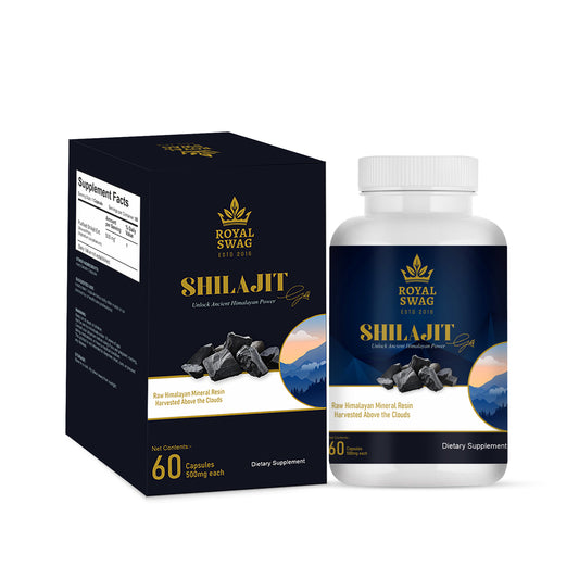 ROYAL SWAG Shilajit Capsules for Men | Hard Gelatin Shell | Stamina, Vitality, Hormonal Balance, Cognitive & Immune Support | Adaptogen & Antioxidant | 60 Capsules