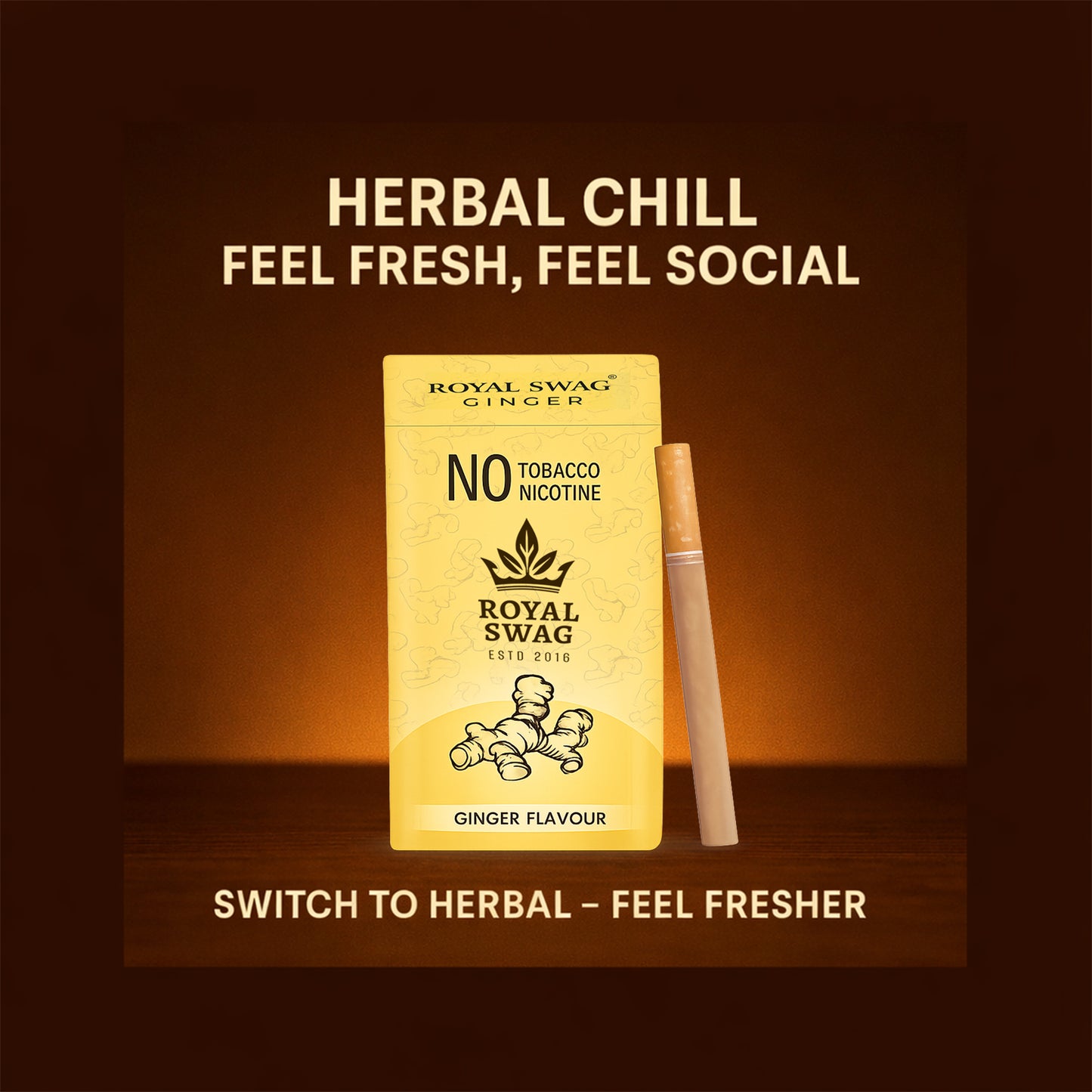 Natural Herbal Cigarettes Ginger Flavour(10 Sticks) 100% Tobacco-Free and Nicotine