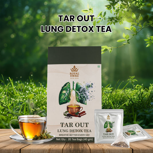 Royal Swag Lung Cleanse Herbal Tea – Ayurvedic Lung Detox Tea with Tulsi & Mulethi | Respiratory Support Tea | 20 Tea Bags