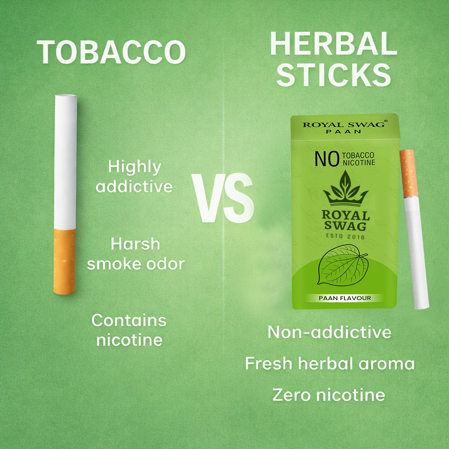 flavoured non tobacco cigarettes Natural Herbal Cigarettes PAAN Flavour(10 Sticks) 100% Tobacco-Free an flavoured non tobacco cigarettes Natural Herbal Cigarettes PAAN Flavour(10 Sticks) 100% Tobacco-Free an