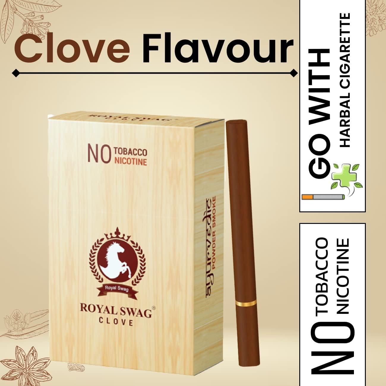 Ayurvedic & Herbal Cigarette, Clove Smoke Nicotine Free & Tobacco Free Cigarettes - (100 Sticks)