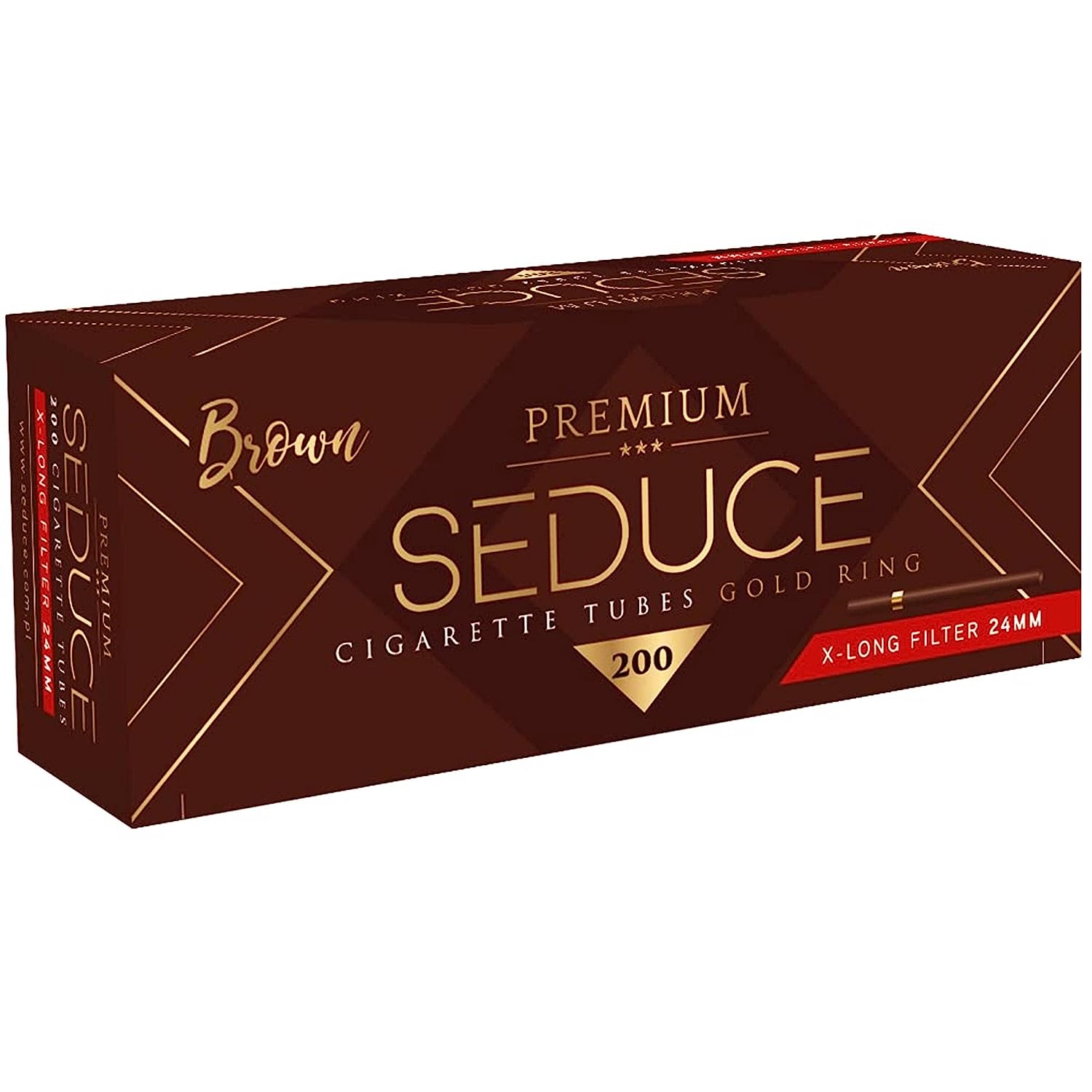 Seduce Premium - King Size 24 mm Pre rolled Cigarette Tubes with Brown Gold Ring