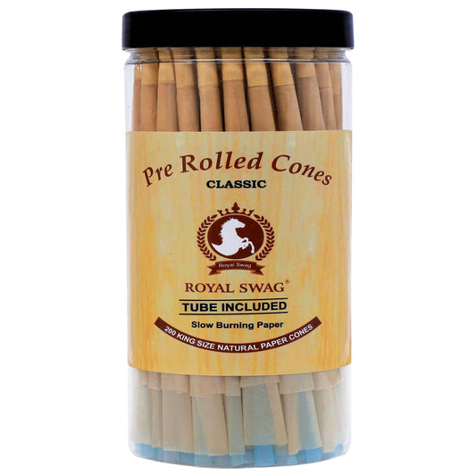 Pre Roll Cones With 1 Filter Tip Natural, GMO-Free and Gluten-Free (Jar Of 200 Pieces)