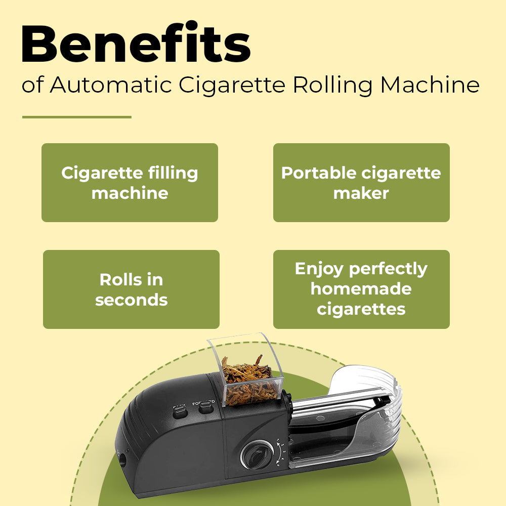 automatic cigarette Fully Rolling Machine, 5 Levels of Tightness Adjustment, 5.5/6.5/8.0MM Universal Electric Automatic Cigarette Tube Quick Filling