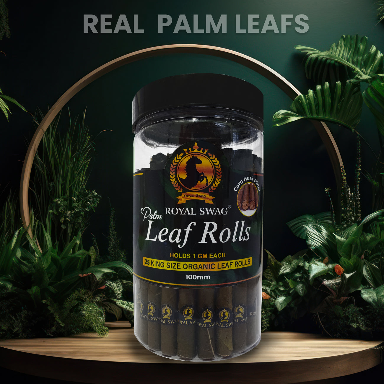 King Size Pre Roll Palm Leaf Cones(Corn Husk Filter) 25 Pcs with 1 Filling Stick