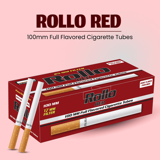 ROLLO RED - King Size Full Flavored Cigarette Tubes With 17 MM Filters (15% Longer Tube Than Others Brands)- 200 Tubes Per Box