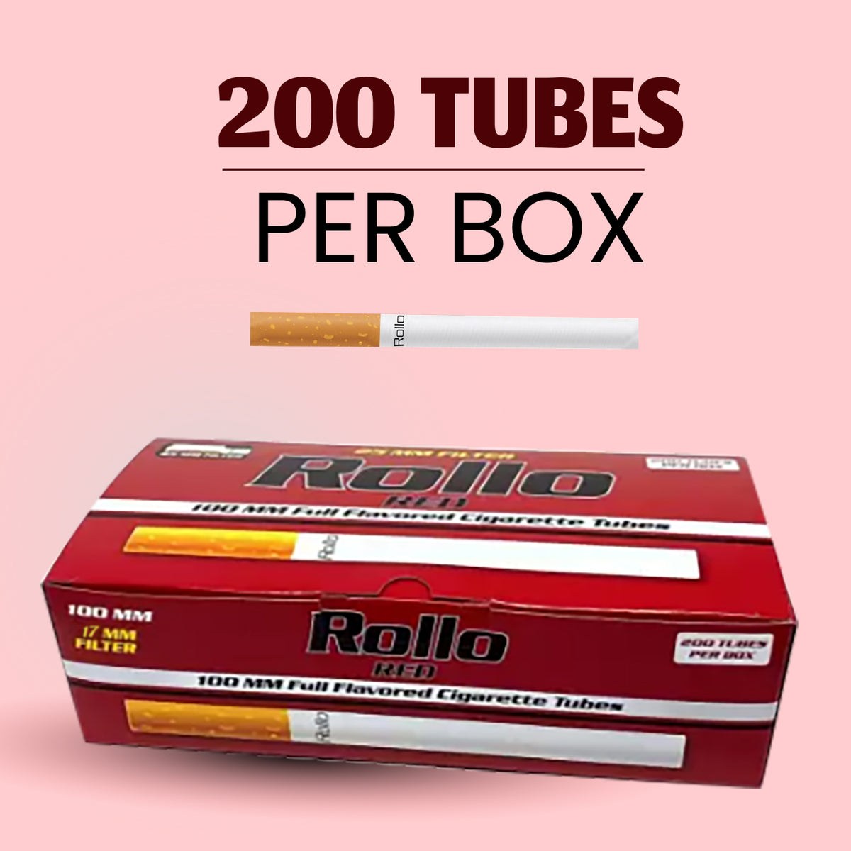 Rollo Red ROLLO RED - King Size Full Flavored Cigarette Tubes With 17 MM Filters