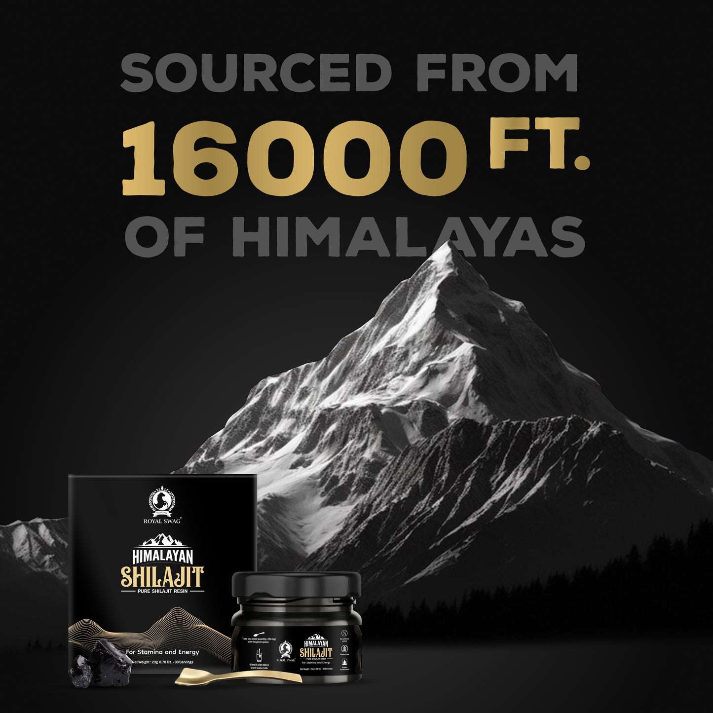 Pure Himalayan Shilajit Resin For Men and Women With 1 Serving Spoon 20 gram / 0.07 oz