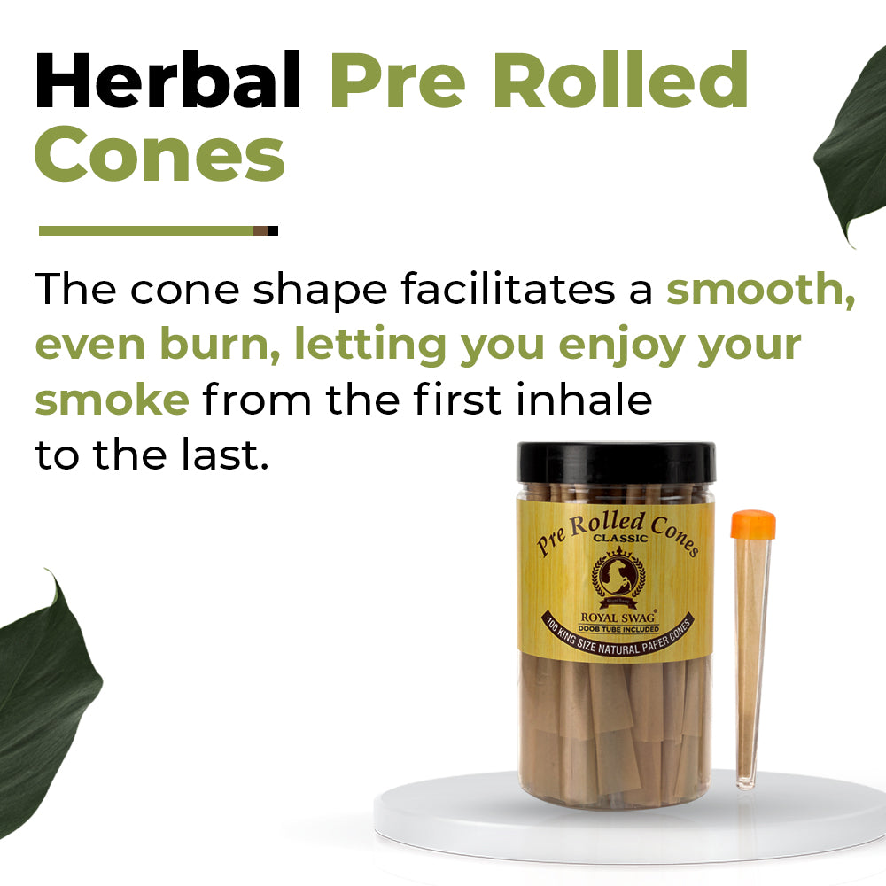 Pre Roll Cones With 1 Filter Tip Natural, GMO-Free and Gluten-Free (Jar Of 56 Pieces)