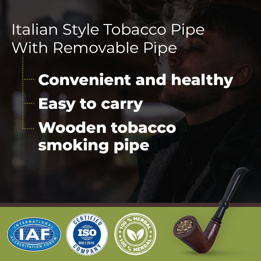Italian Style Dublin Tobacco Smoking Pipe - 7 Inch + Removable Pipe