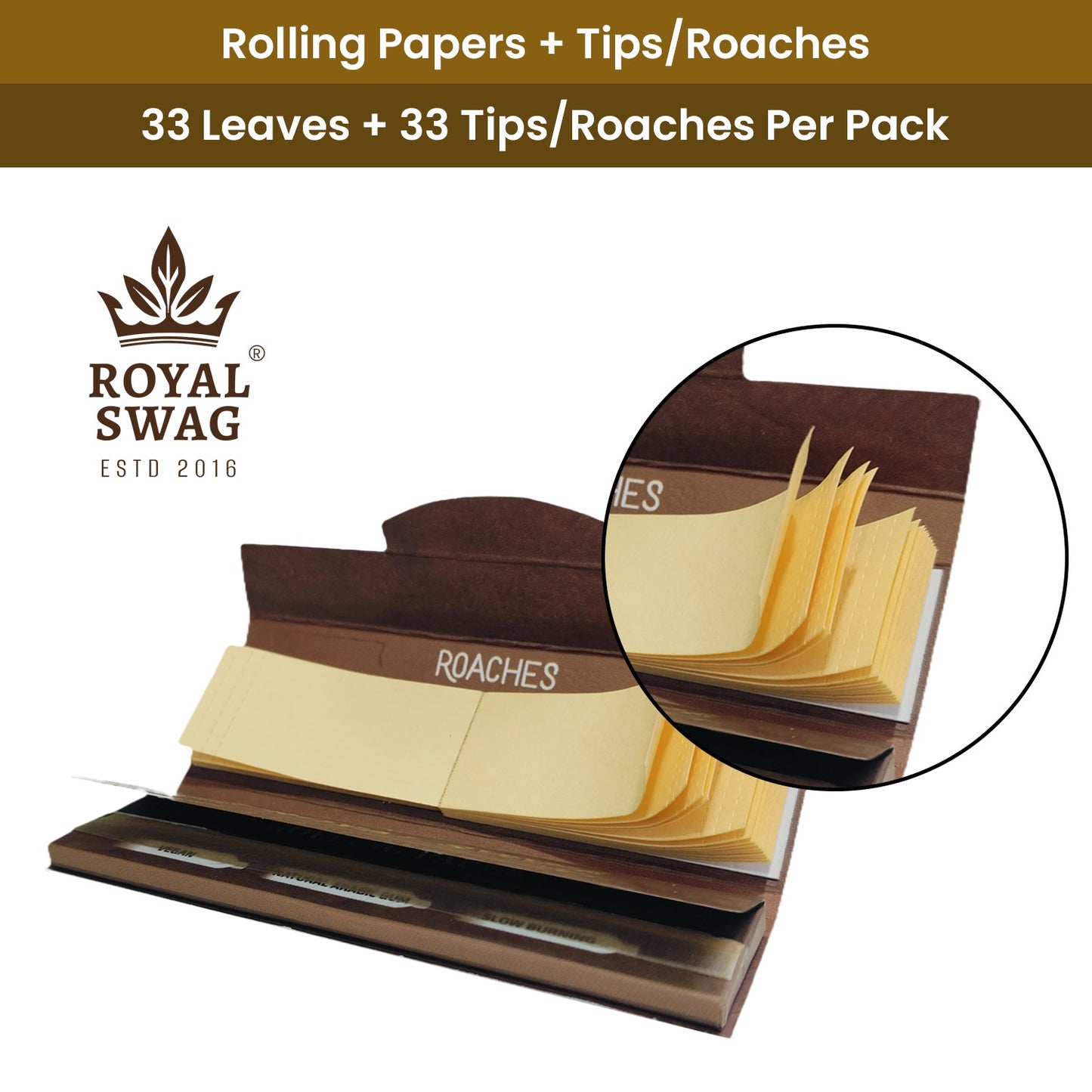 ROYAL SWAG Rolling Papers with Tips – 33 Leaves + 33 Filter Tips Combo Pack | Smooth Burn, Easy Roll | Premium Rolling Paper Kit