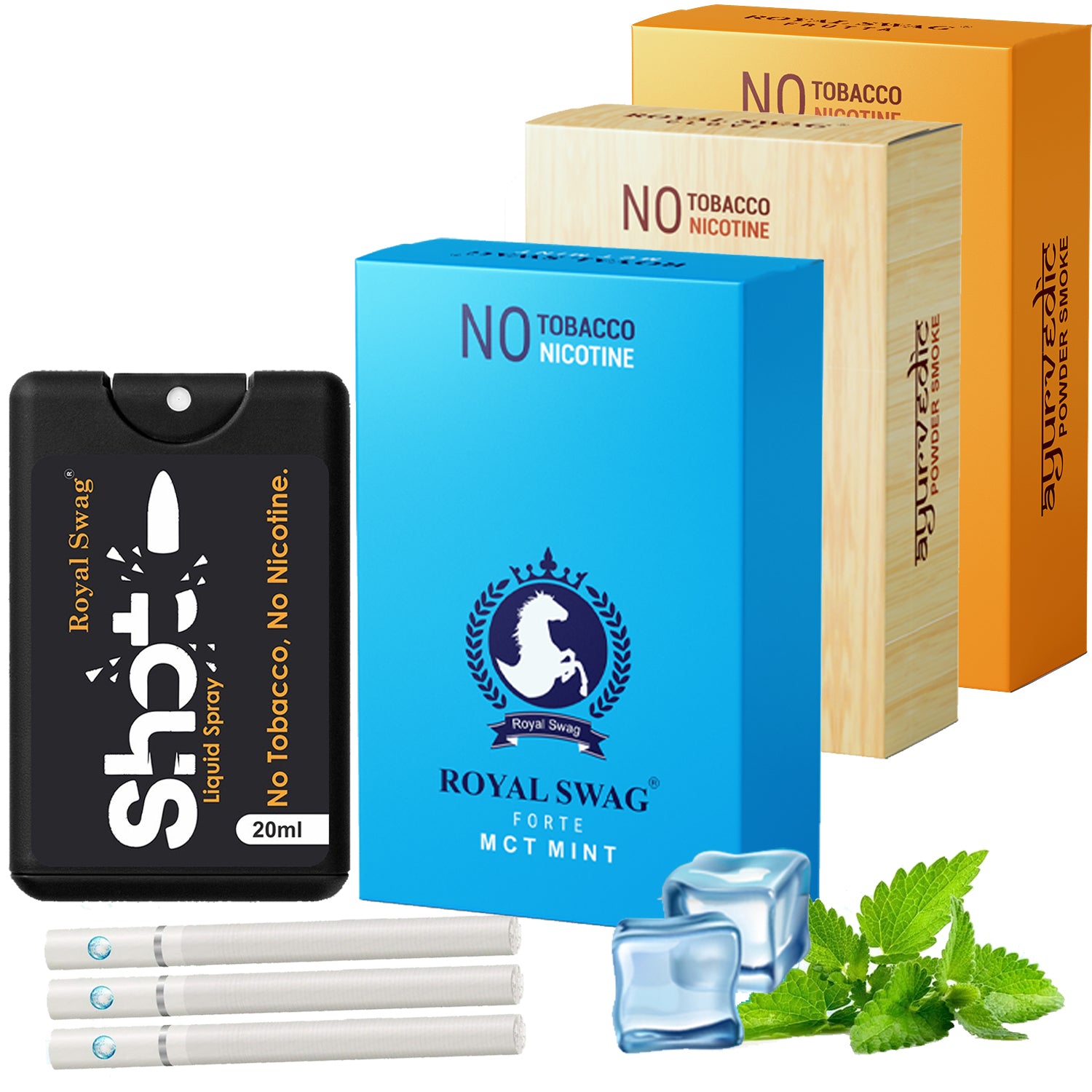 Herbal Cigarette Combo Pack of Clove, Frutta and Mint Flavour Smoke (10 Stick Each) Nicotine Free With 1 Shot